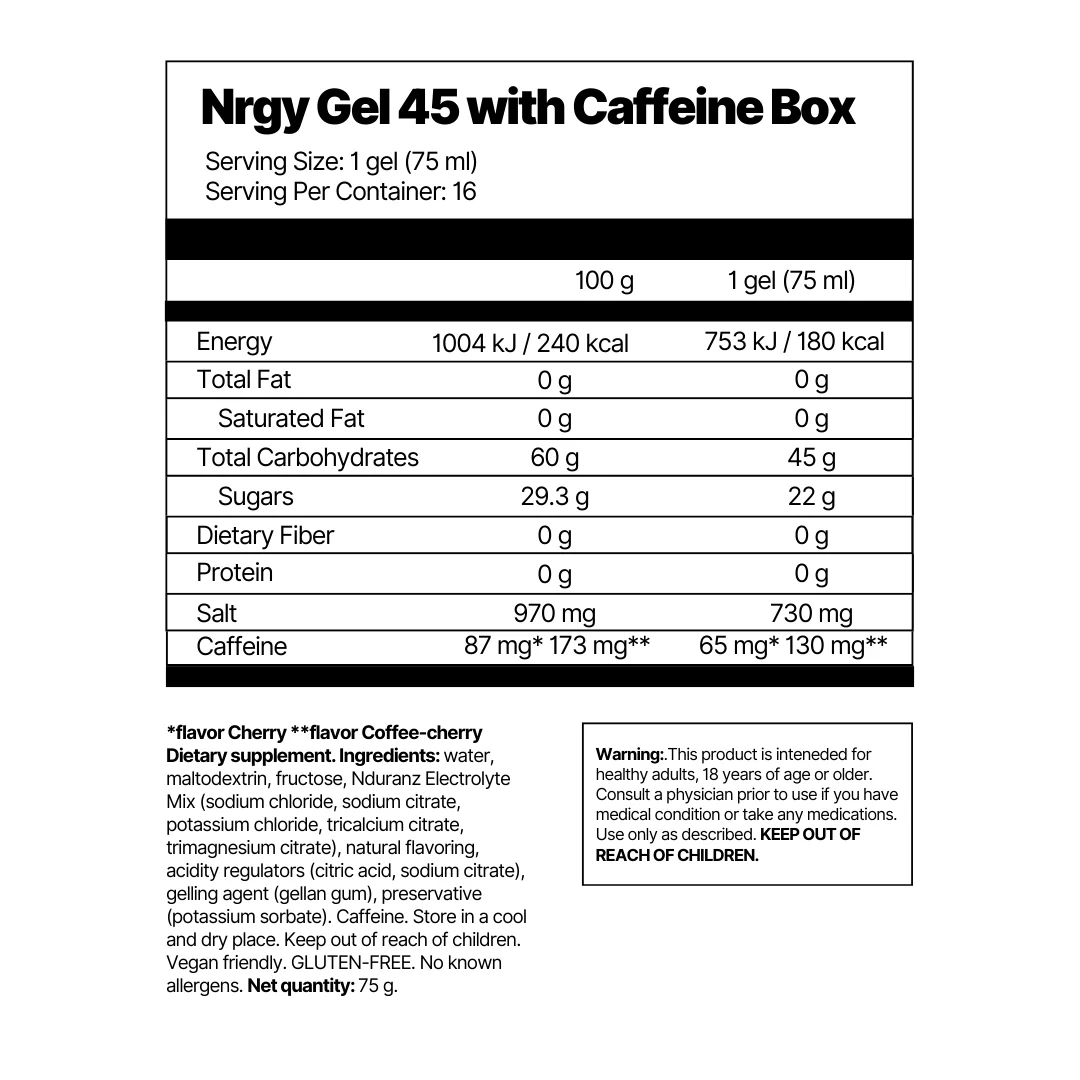 Nrgy Gel 45 with Caffeine Box - Image 8